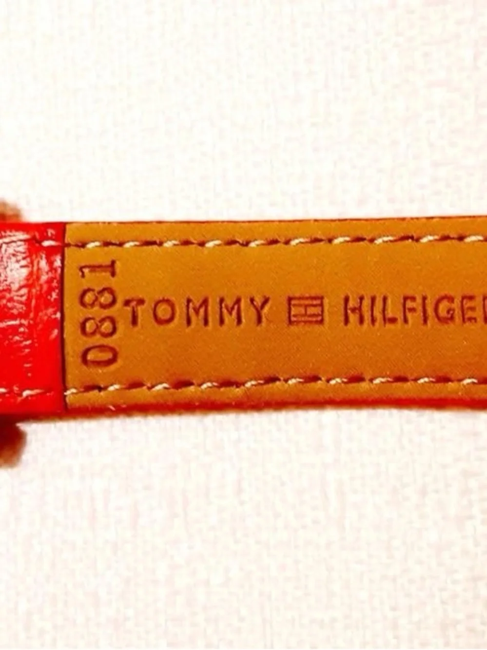 Tommy Hilfiger Red Croc Embossed Leather Silver Metal Women’s Strap Wristwatch
